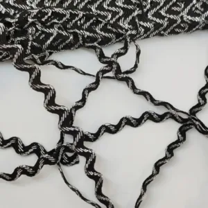 Тесьма «зиг-заг», ширина 5мм, цвет: черный с серебряным металликом