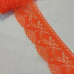 Вязаное кружево 4203, акрил, ширина 70мм, цвет: оранжевый (50cм)