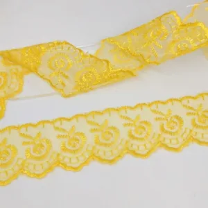 Кружево капроновое с вышивкой GCX01-01, ширина 40мм, цвет: темно-желтый (50cм)