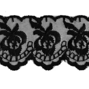 Кружево капроновое с вышивкой GCX01-01, ширина 40мм, цвет: черный (50cм)