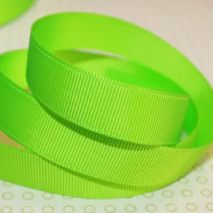 Репсовая лента, цвет: неоновый зеленый (073) (выбор ширины)