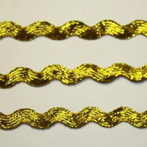 Тесьма “зиг-заг”, цвет: золотой металлик (выбор ширины)