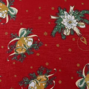 Ткань с рождественскими колокольчиками 860964, цвет: красный, цена за 50см