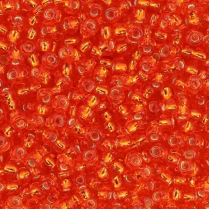 Toho №15 цвет: 0025-красновато оранжевый с серебром внутри 5г, Япония