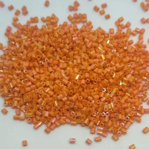 Cтеклярус 2мм цвет: 97-оранжевый радужный керамический граненый непрозрачный 10г