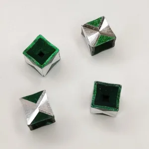 Бусины алюминий Кубик зеленый с серебром 1шт, выбор