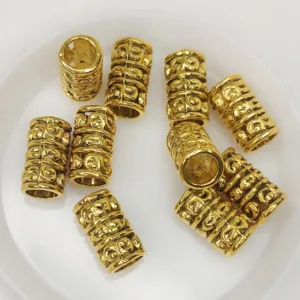 Бусины металлические «Трубочка» 13*7мм античное золото 1шт