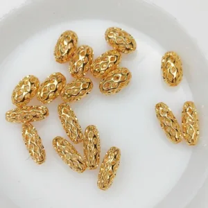Бусина металлическая “Сеточка” овал удлиненный под золото 1шт, выбор