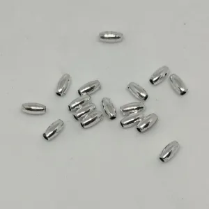 Пластиковые бусины 3х6мм/~380шт Рисинки/серебряный металлик