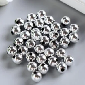 Пластиковые бусины цвет: серебряный металлик, выбор размера