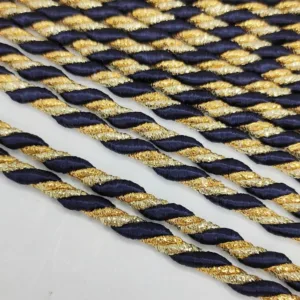 Декоративный шнур витой 7мм т.синий с золотом, 50см