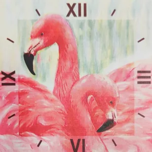 Алмазная мозаика-часы AL012 Фламинго 30×30 см