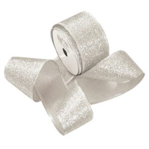 Декоративная лента 50мм арт.001-031/с проволокой цвет: серебро/металлик