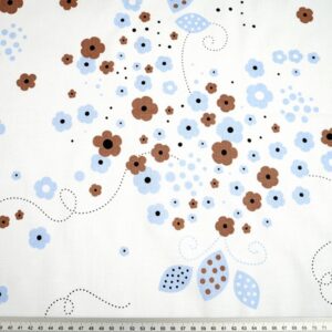 Поплин арт.04721/Цветы голубые-коричневые цвет: белый, 50см