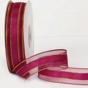Капроновая лента 25мм с атласной полосой и золотым металликом, выбор
