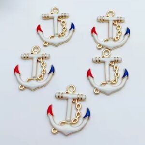 Подвеска металл Якорь/белый 23х28мм/1шт