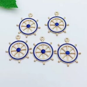 Подвеска металл Штурвал/белый-синий 28мм/1шт