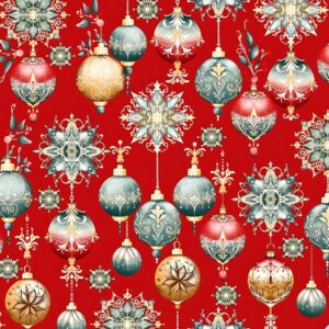 Поплин арт.ATX04728/Ёлочные шары цвет: красный, цена за 50 см