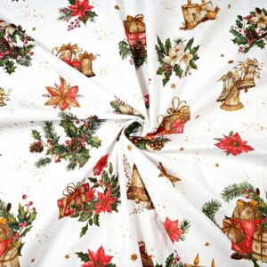 Поплин арт.ATX04735/Рождество цвет: белый, цена за 50 см
