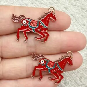Подвеска металл арт.8604/Лошадка 30х25мм/1шт цвет: красный