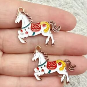 Подвеска металл арт.8601/Лошадка 30х25мм/1шт цвет: белый