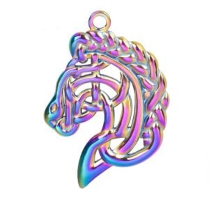 Подвеска металл арт.13634/Лошадка 22х32мм/1шт цвет: радужный