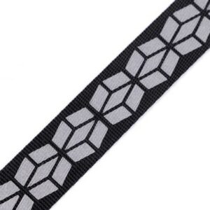 Репсовая лента 20мм/черный арт.610062/со светоотражающим рисунком