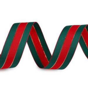 Репсовая лента полосатая арт.430888 цвет: зеленый-красный, цена за 50см