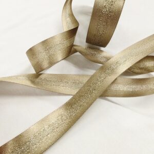 Декоративная тесьма 25мм арт.430881 цвет: бежевый/золотой металлик