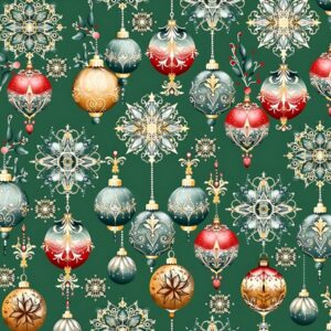 Поплин арт.ATX04729/Ёлочные шары цвет: зелёный, цена за 50 см