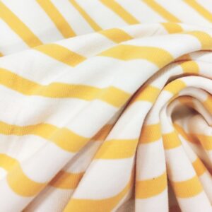 Трикотажное полотно арт.3981/Бретонка цвет: белый/желтый, цена за 50см