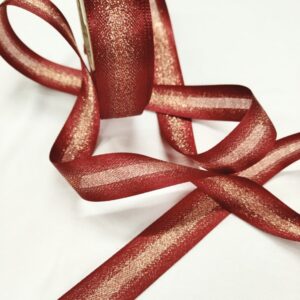 Декоративная тесьма 25мм арт.430881 цвет: бордовый/золотой металлик