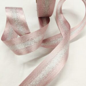 Декоративная тесьма 25мм арт.430881 цвет: розовый/серебро металлик