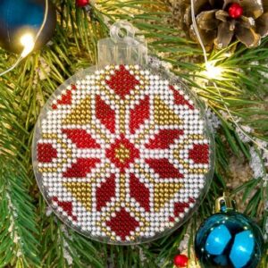 Вышивка бисером арт.FLPL-018/Елочное украшение 7,5×9см