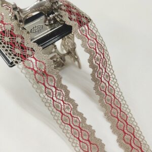 Кружево вязаное 18мм арт.2019/хлопок цвет: т.лён/красный