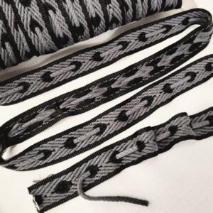 Лампасная (вязаная) тесьма 20мм арт.520323 цвет: серый-черный/со шнуром