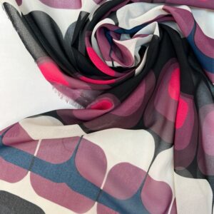 Шифон арт.RA-1345 цвет: лиловый-черный/орнамент, цена за 50см