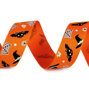 Репсовая лента 25мм/оранжевый арт.430827/Летучая мышь