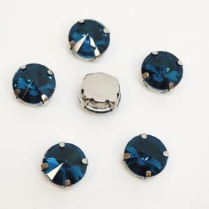 Риволи в оправе/под серебро 12мм/Blue Zircon, 1шт