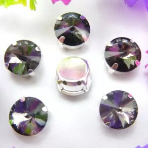 Риволи в оправе/под серебро 12мм/Black Diamond, 1шт