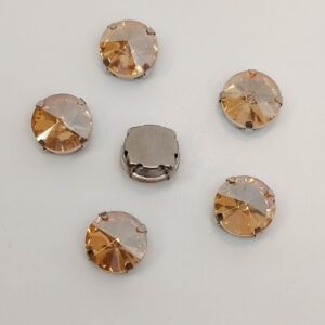 Риволи в оправе/под серебро 12мм/Gold Champain, 1шт