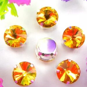 Риволи в оправе/под серебро 12мм/Topaz, 1шт