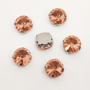 Риволи в оправе/под серебро 12мм/Peach, 1шт