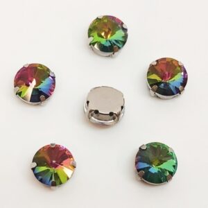 Риволи в оправе/под серебро 12мм/Rainbow, 1шт