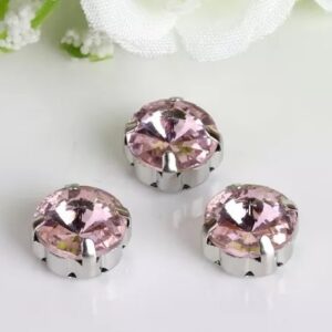 Риволи в оправе/под серебро 12мм/Pink, 1шт