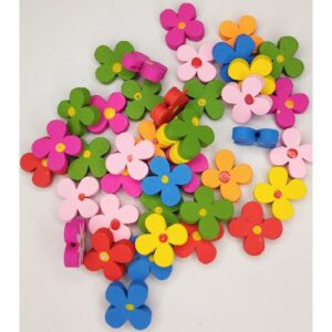 Деревянные бусины арт.115-33-3/Цветы 20х5мм/~60шт разноцветные