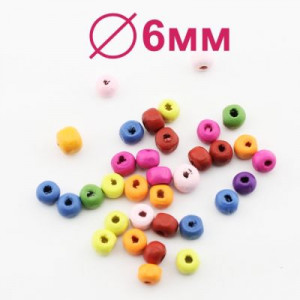 Деревянные бусины арт.115-33-5/разноцветные 6мм/~300шт