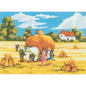 Канва с рисунком AIDA-11 арт.6044/Заготовка сена 30×40см