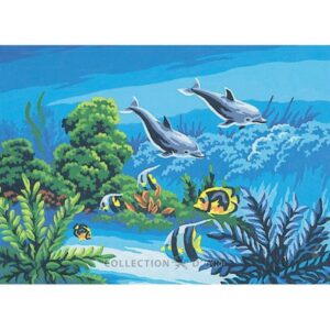 Канва с рисунком AIDA-11 арт.6148/Дельфины 30×40см