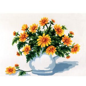 Канва с рисунком AIDA-11 арт.6196/Желтые хризантемы 30×40см